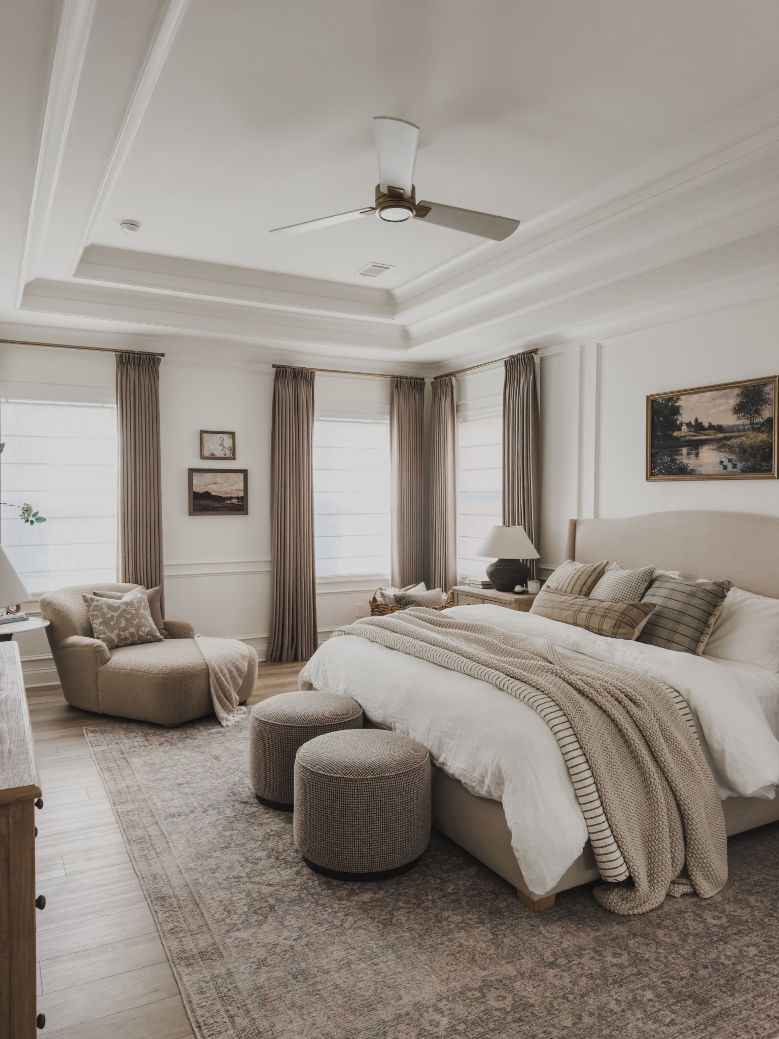 Cozy, timeless bedroom views featuring some of my favorite finds that make the space feel warm, layered, and inviting. 

I’ve also rounded up the best look for less finds to create a similar vibe at a more affordable price. Classic neutrals, cozy textures, and upholstered details are always a go to for any space that feels relaxed yet put together.

Home finds, neutral home inspo, collected style, bedroom views, spring refresh, furniture favorites, neutral wood tones, ottoman details, cozy layered bedding, linen upholstered bed, neutral area rug, linen curtain, pinch pleat curtain, ceiling fan, Pottery Barn style, Visual Comfort, Four Hands, Two Pages, nightstand details, shop the look!

#LTKHome #LTKSeasonal