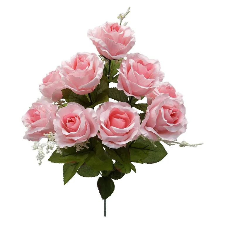 Mainstays Indoor Artificial Flower Rose Bush, Pink Color, Assembled Height 17.5" | Walmart (US)