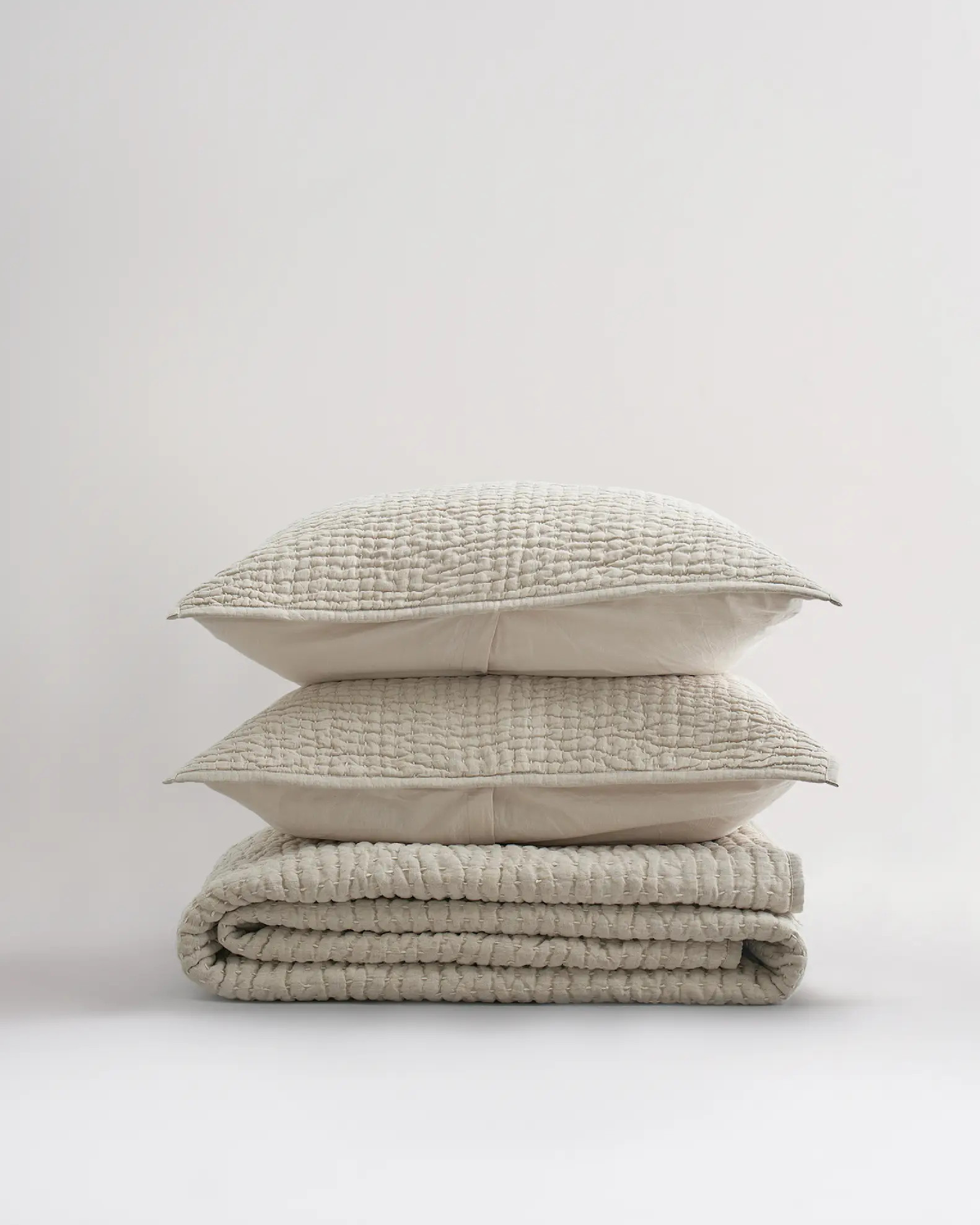 European Linen Cotton Stitch Quilt Set | Quince