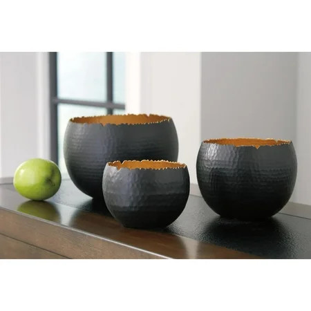 Signature Design by Ashley Claudine Black/Gold Bowl - Set of 3 | Walmart (US)