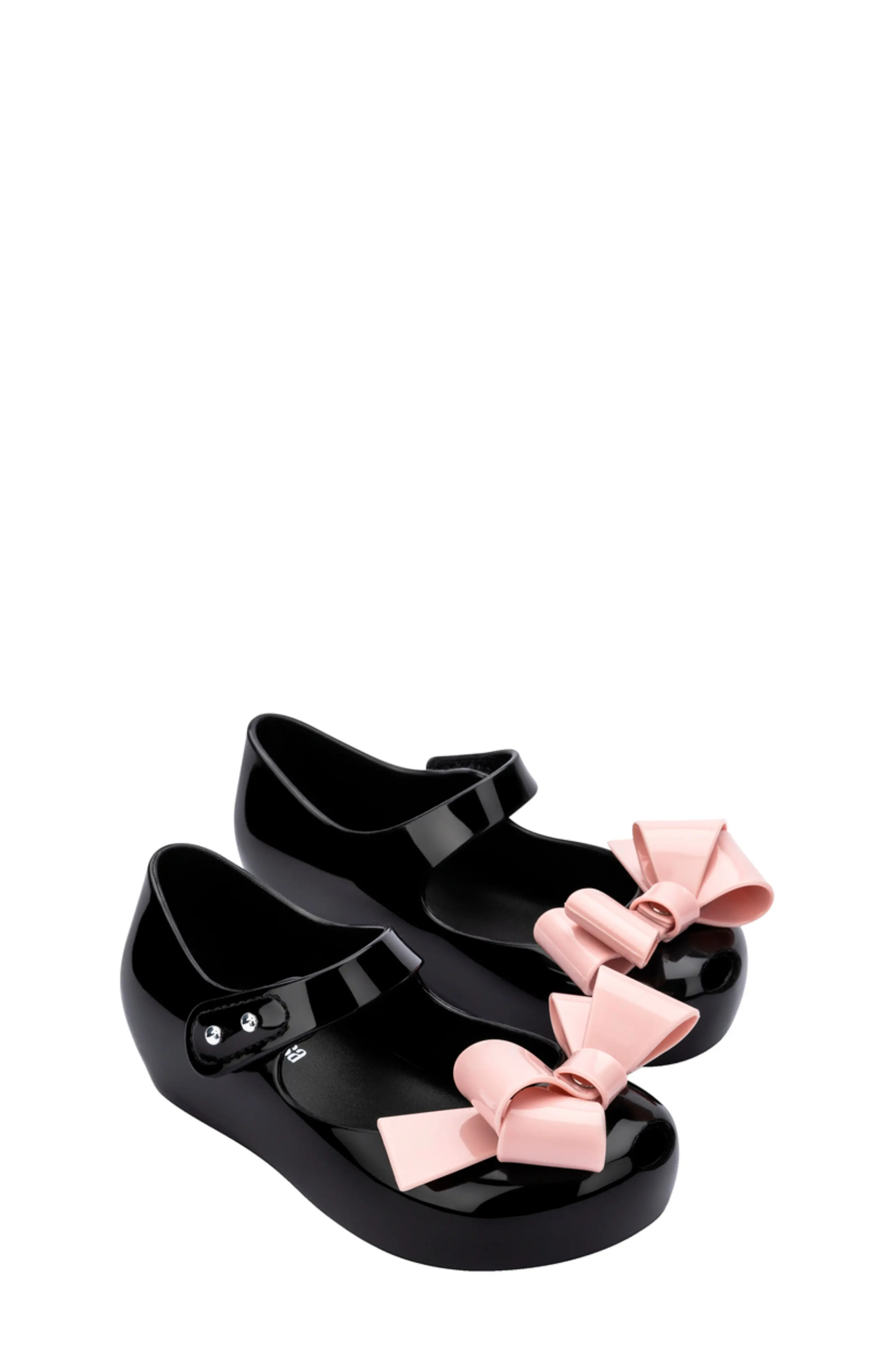 Mini Melissa Kids' Ultragirl Classy Bow Mary Jane Flat in Black/Pink at Nordstrom Rack, Size 5 M | Nordstrom Rack