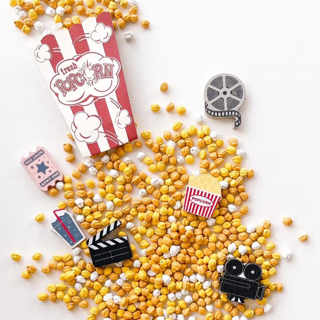 Popcorn Movie Night Sensory Mix Creative Play Kit With 6 Wooden Movie Shapes Sensory Mix-perfect ... | Etsy (US)