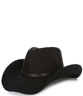 Anna Ava Leather Band Felt Cowboy Hat - Black | Dillard's