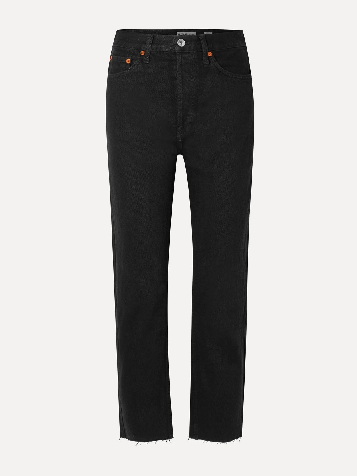 RE/DONE - 70s High Rise Stove Pipe Straight-leg Jeans - Black | NET-A-PORTER (US)