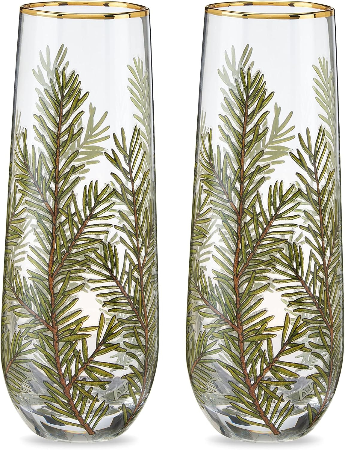 Twine Stemless Champagne Flutes with Gold Rim, Sparkling Wine Glasses for Prosecco, Sparkling Cocktails, Mocktails, Mimosas, Elegant Glassware for Dinner, Holiday Parties, Home Bar, 8 oz, Set of 2 | Amazon (US)