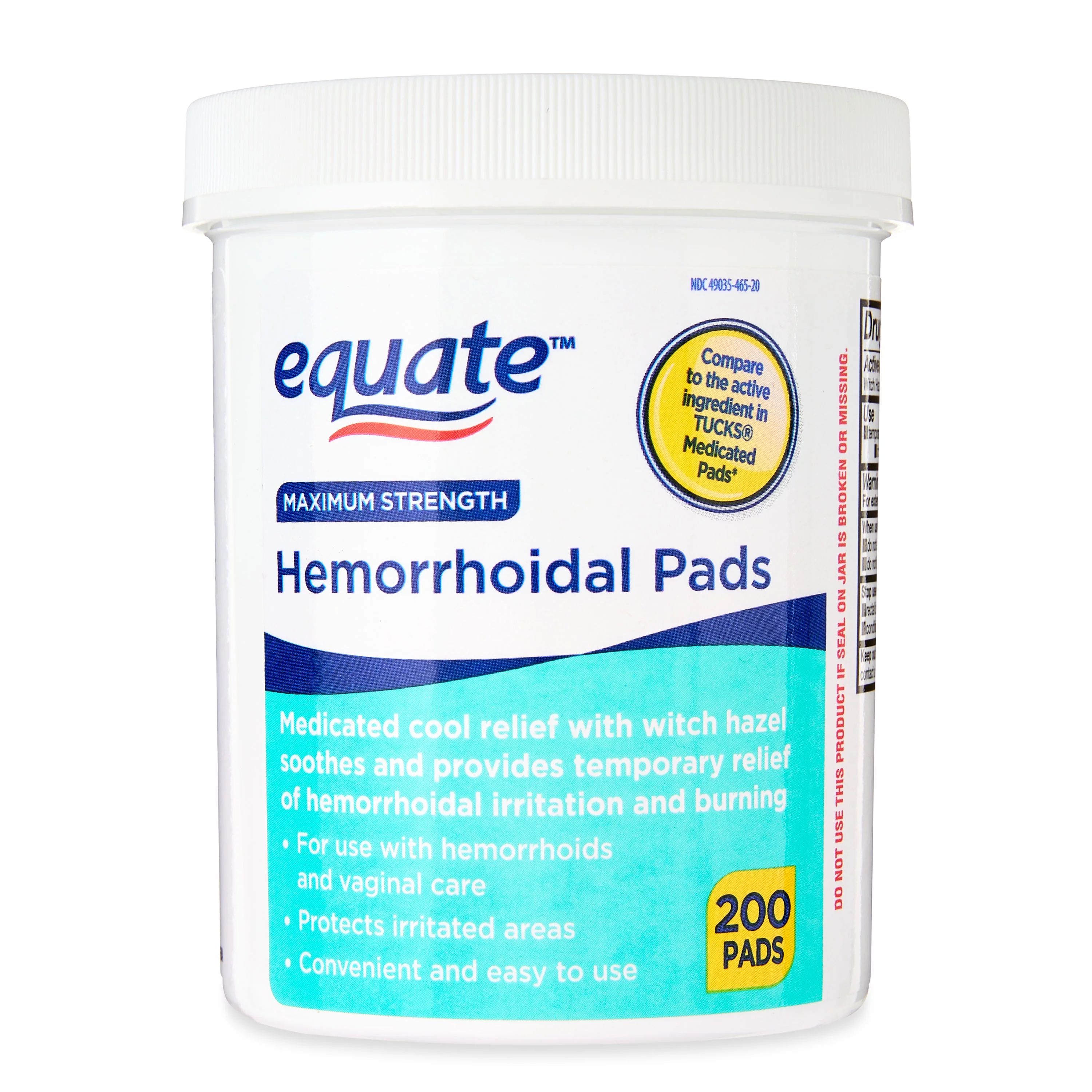 Equate Maximum Strength Medicated Cool Relief Hemorrhoidal Pads, 200 count | Walmart (US)