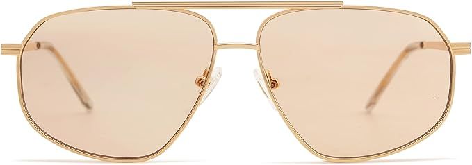 SOJOS Retro Aviator Sunglasses for Women Men Trendy Double Bridge Metal Frame UV400 Lens SJ1200 | Amazon (US)