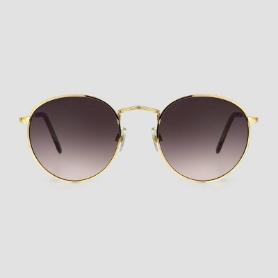 Women's Narrow Metal Round Sunglasses - Universal Thread™ Gold: Scratch-Resistant, UV Protection | Target