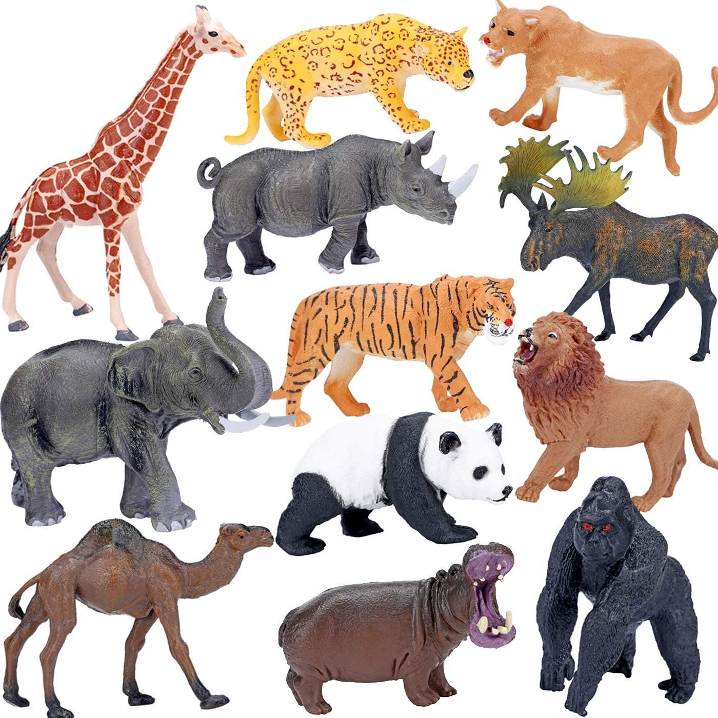 Safari Animals Figures Toys, Realistic Jumbo Wild Zoo Animals Figurines Large Plastic African Jun... | Amazon (US)