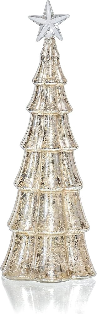 Red Co. 11.5” Light-Up Tabletop Christmas Tree Holiday Figurine with Star and LED Lights, Gold | Amazon (US)