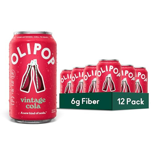 OLIPOP Prebiotic Soda Pop, Vintage Cola, Pantry Pack Packed with Prebiotics, Fiber, and Botanicals, Gluten Free, GMO Free, 12oz (12-Cans) | Amazon (US)