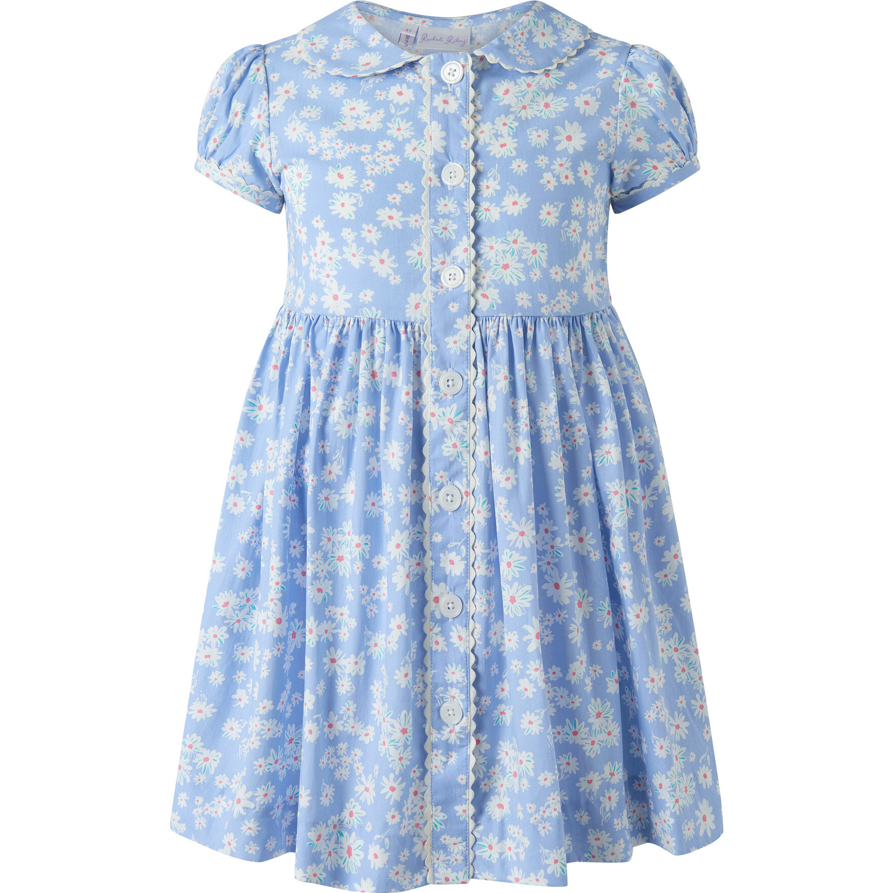 Daisy Button-Front Dress, Blue | Maisonette