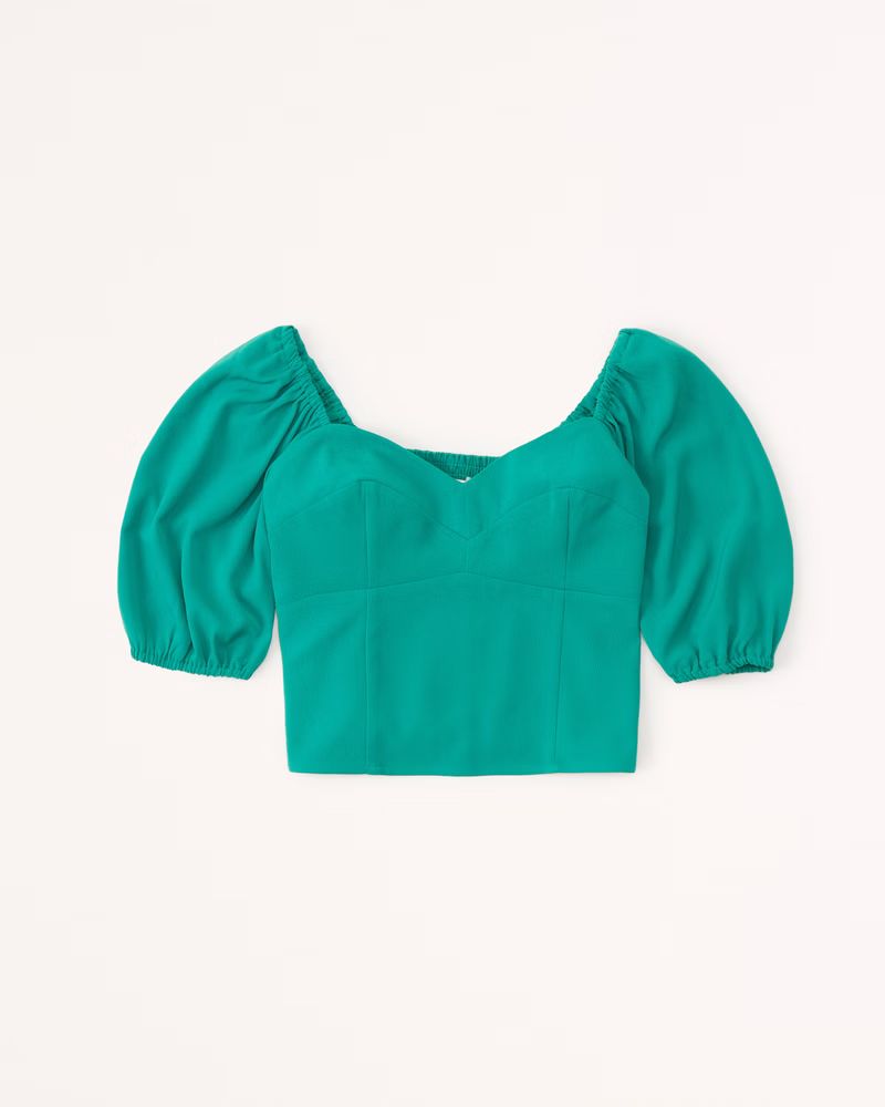 Women's Puff Sleeve Corset Sweetheart Top | Women's Tops | Abercrombie.com | Abercrombie & Fitch (US)