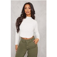 Petite White High Neck Cropped Sweater | PrettyLittleThing US