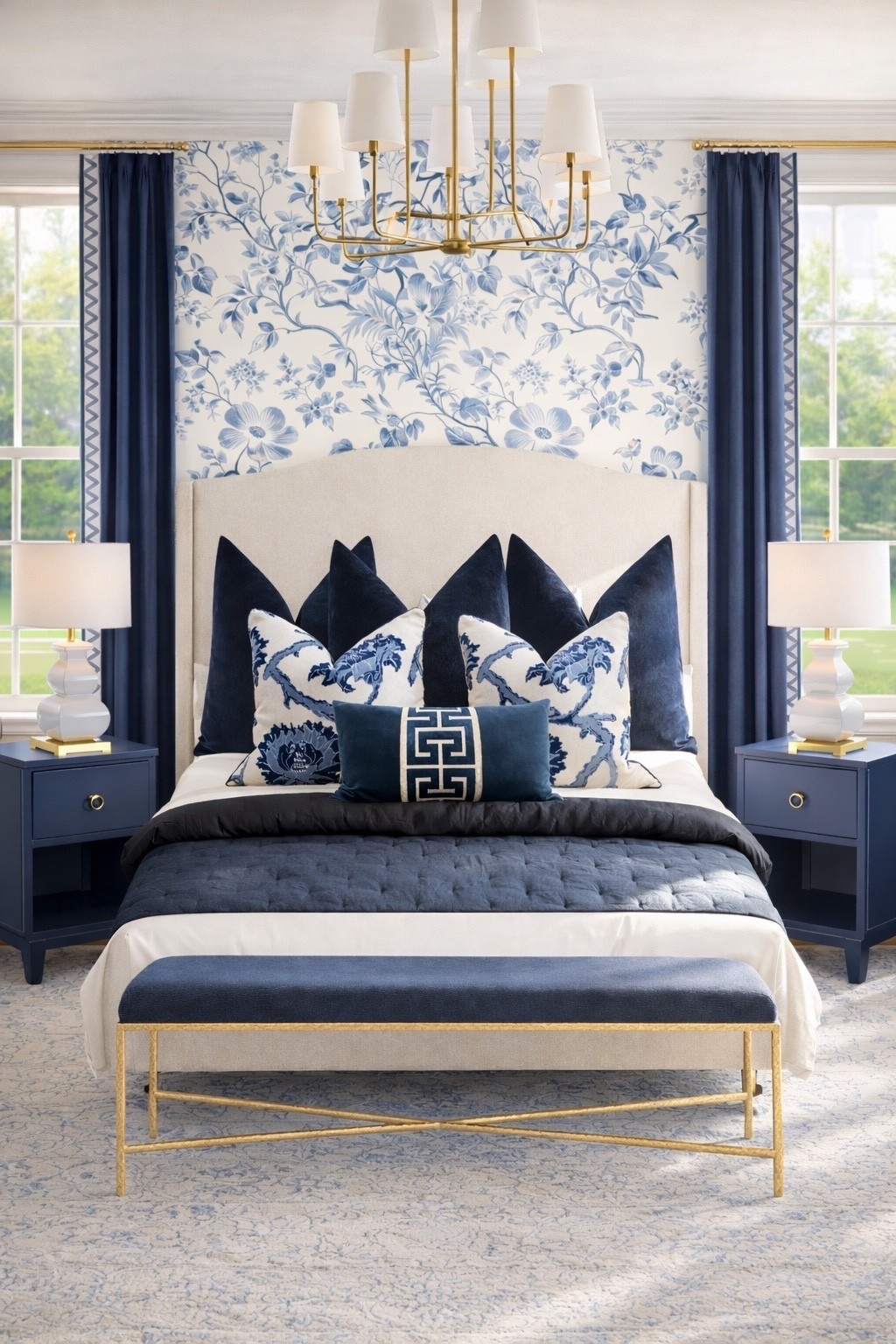 Navy and white bedroom styles just for you 

#bedroom #wallpaper #homedecor #bed 

#LTKSaleAlert #LTKHome