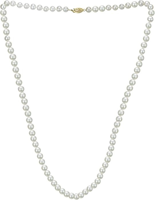 Amazon Collection 14k Yellow Gold 5.5-6mm White Freshwater Cultured AAA High Luster Pearl Strand | Amazon (US)