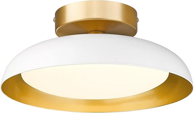 kudos Flush Mount Ceiling Light, 12-inch LED Ceiling Light Fixture, White and Gold Finish, 12W 12... | Amazon (US)