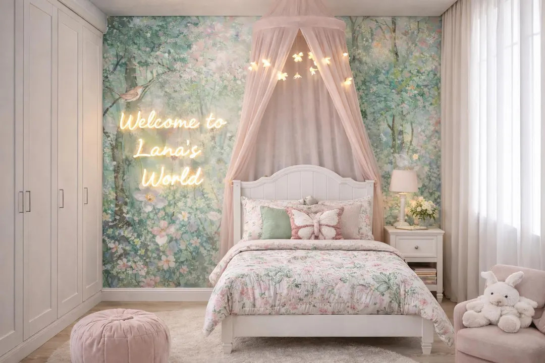 Pastel Woodland Forest Mural – Girls Nursery Wallpaper | Etsy (US)