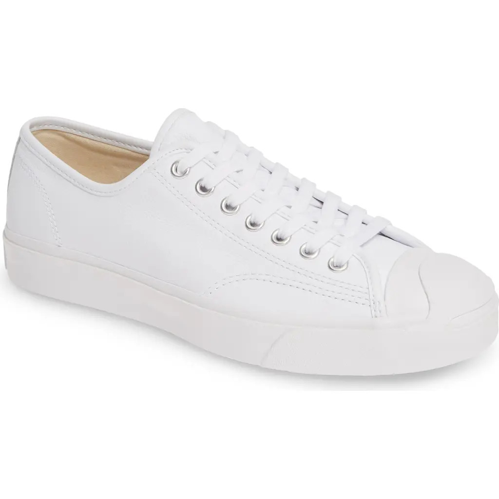 Converse Jack Purcell Ox Low Top Sneaker in White Leather at Nordstrom, Size 9.5 | Nordstrom