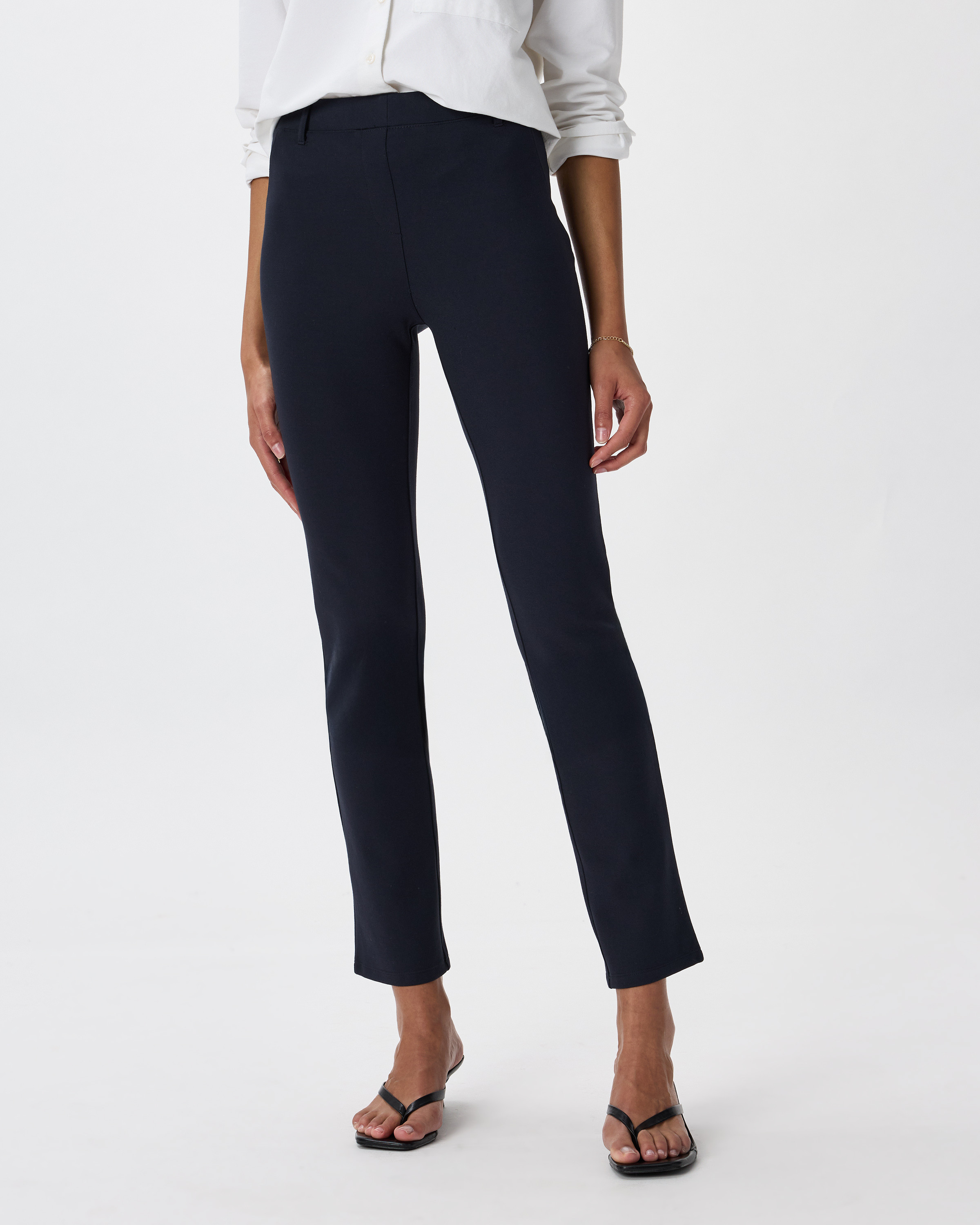 Quince | Women's Ponte Straight Leg Pants in Navy, Ultra-Stretch Versatile Pant, Size Small, Rayon | Quince