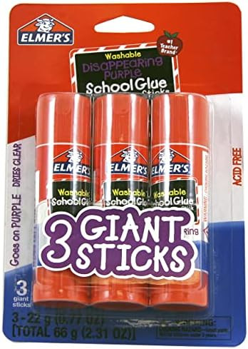 Amazon.com: Elmer's Disappearing Purple School Glue Sticks, 0.77 oz Each, 3 Sticks per Pack (E562... | Amazon (US)