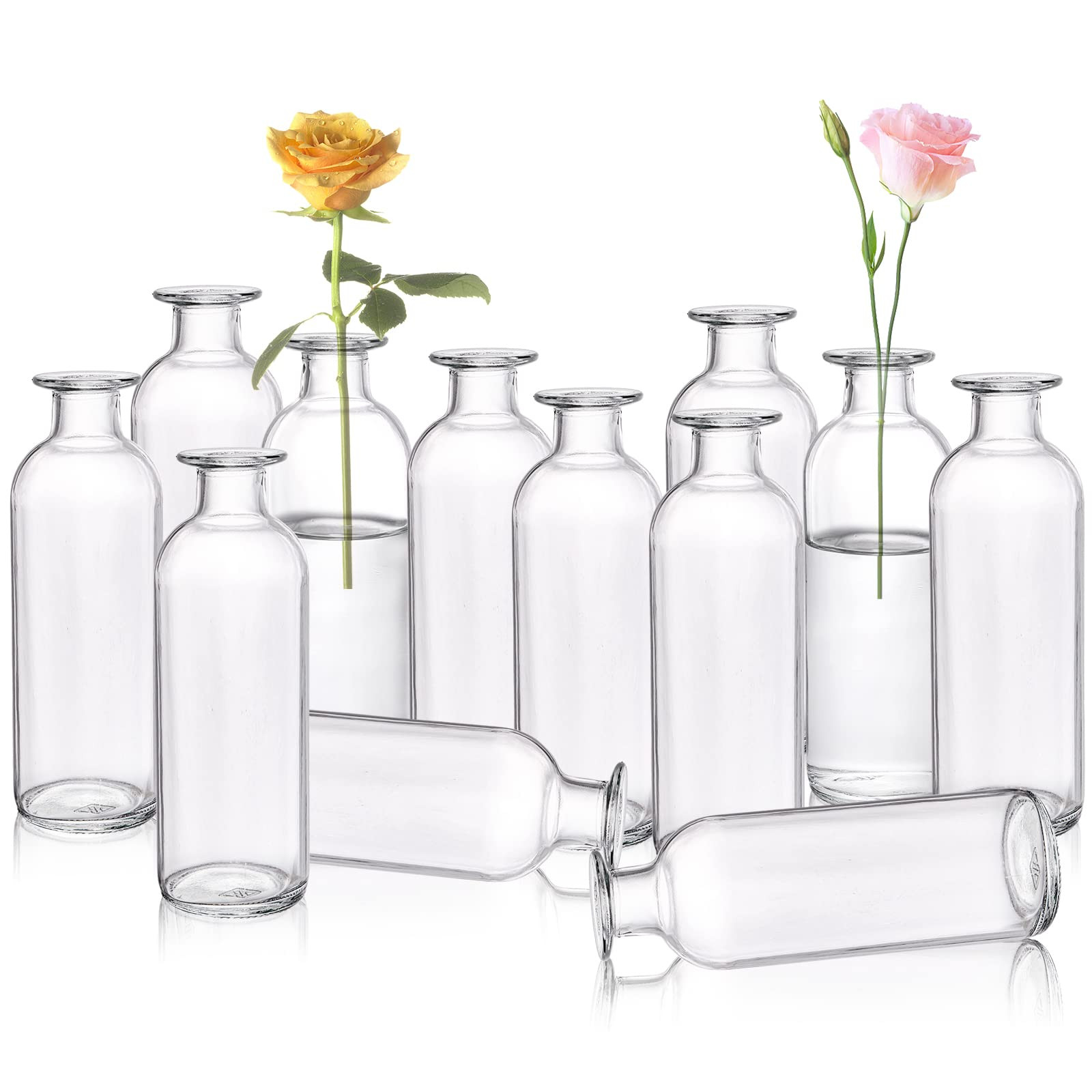 Peohud Set of 12 Glass Bud Vases, Clear Small Flower Vases, Decorative Glass Bottles Floral Vases... | Amazon (US)