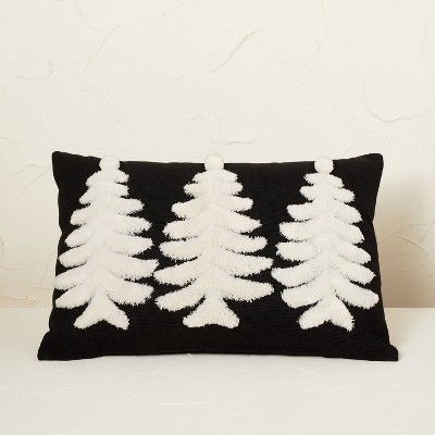 Tufted Three Christmas Trees Lumbar Throw Pillow Black - Opalhouse™ designed with Jungalow™ | Target