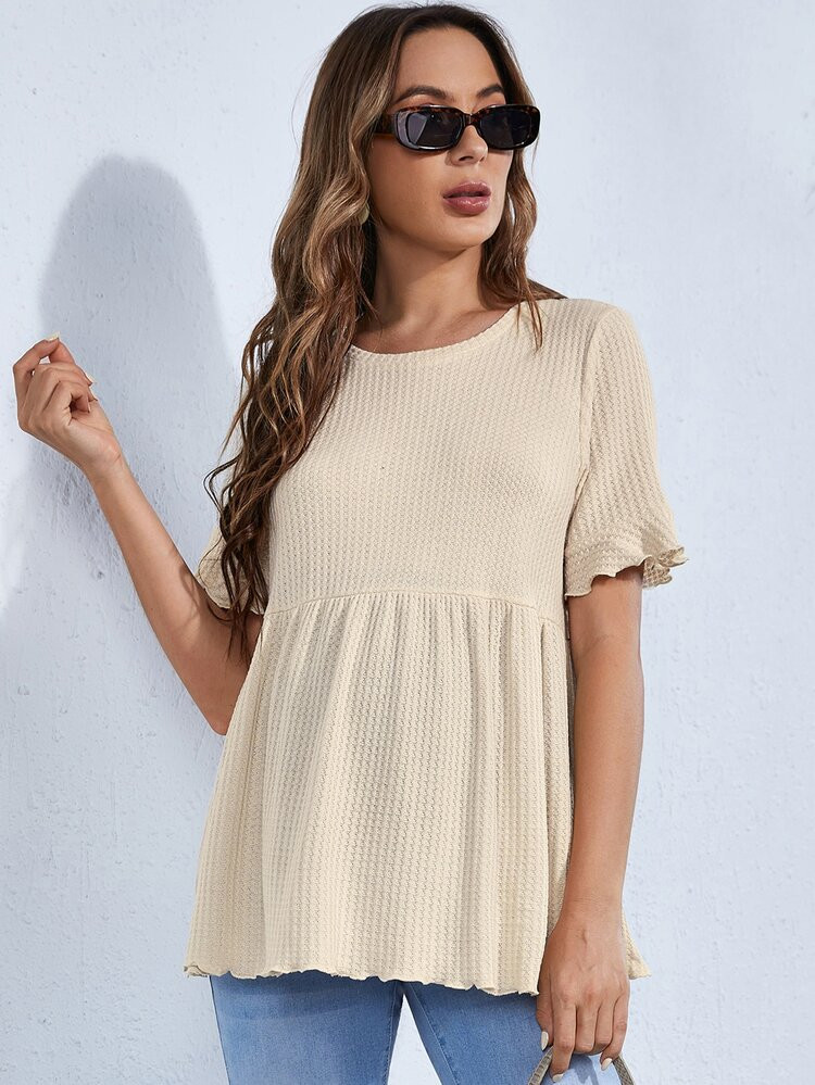 SHEIN Maternity Flounce Sleeve Peplum Tee | SHEIN