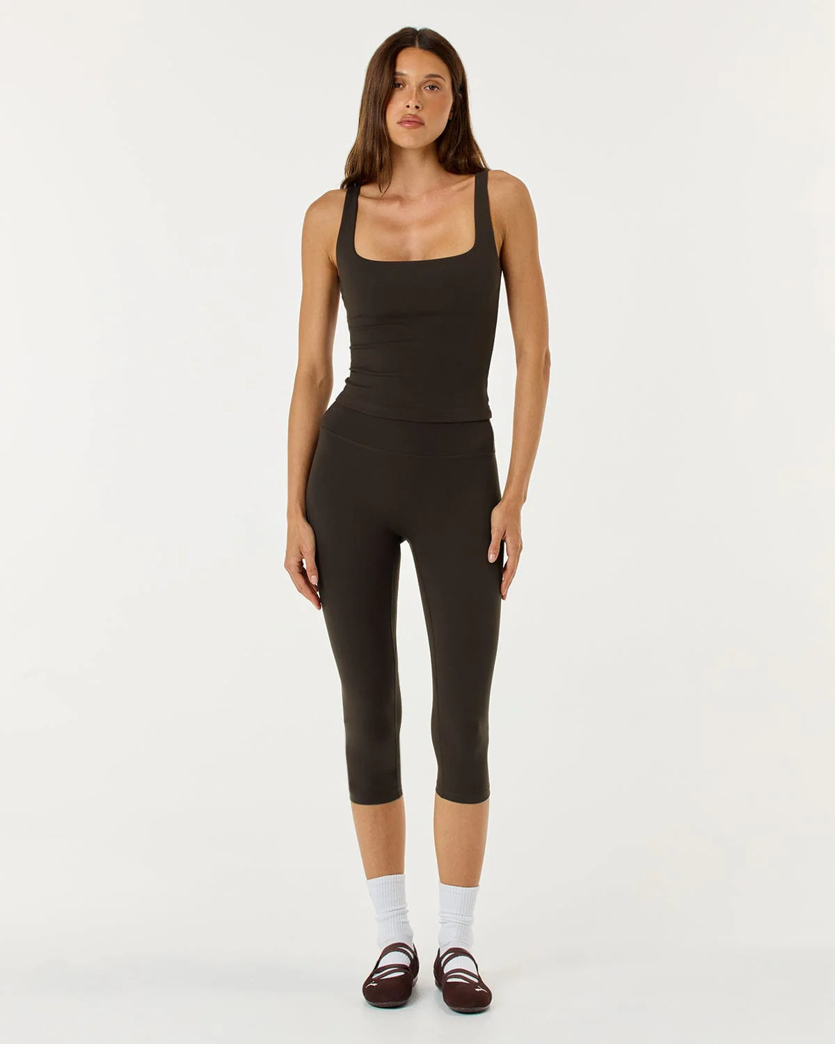 Form Invisible Scrunch Capri Leggings | Dark Chocolate | Crop Shop Boutique US