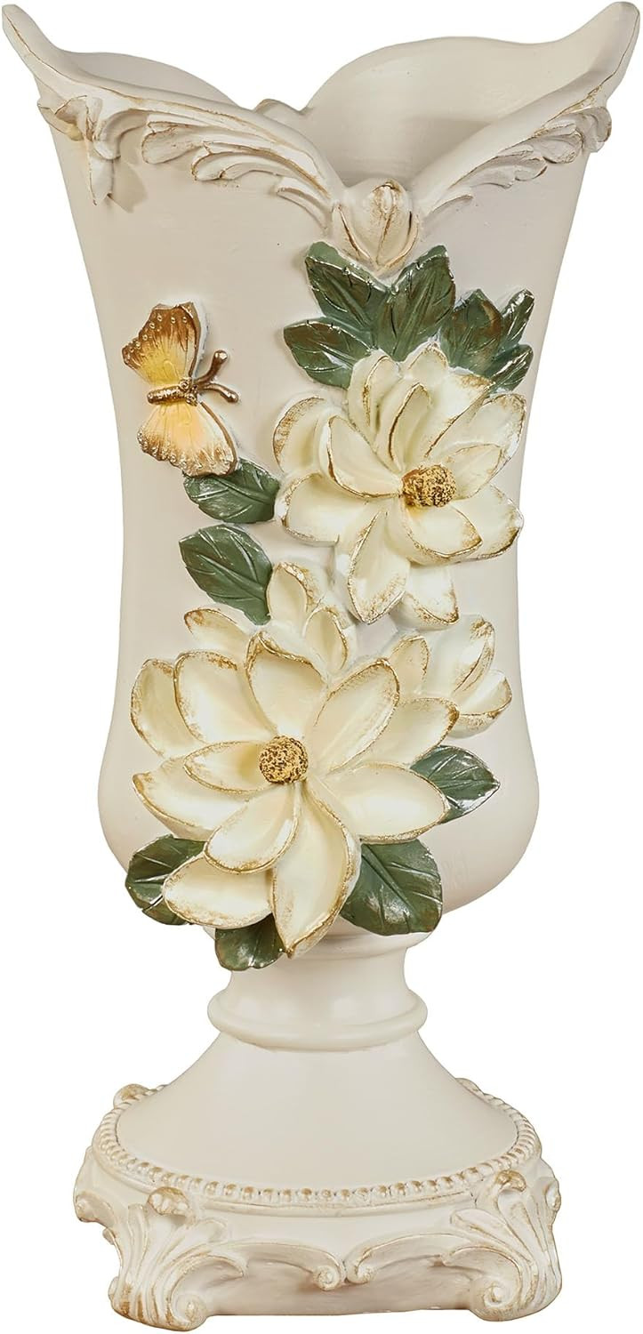 Sweet Magnolia Flower Vase | Handpainted Earth Tones, Metallic Gold, & Ivory | Magnolias, Yellow ... | Amazon (US)