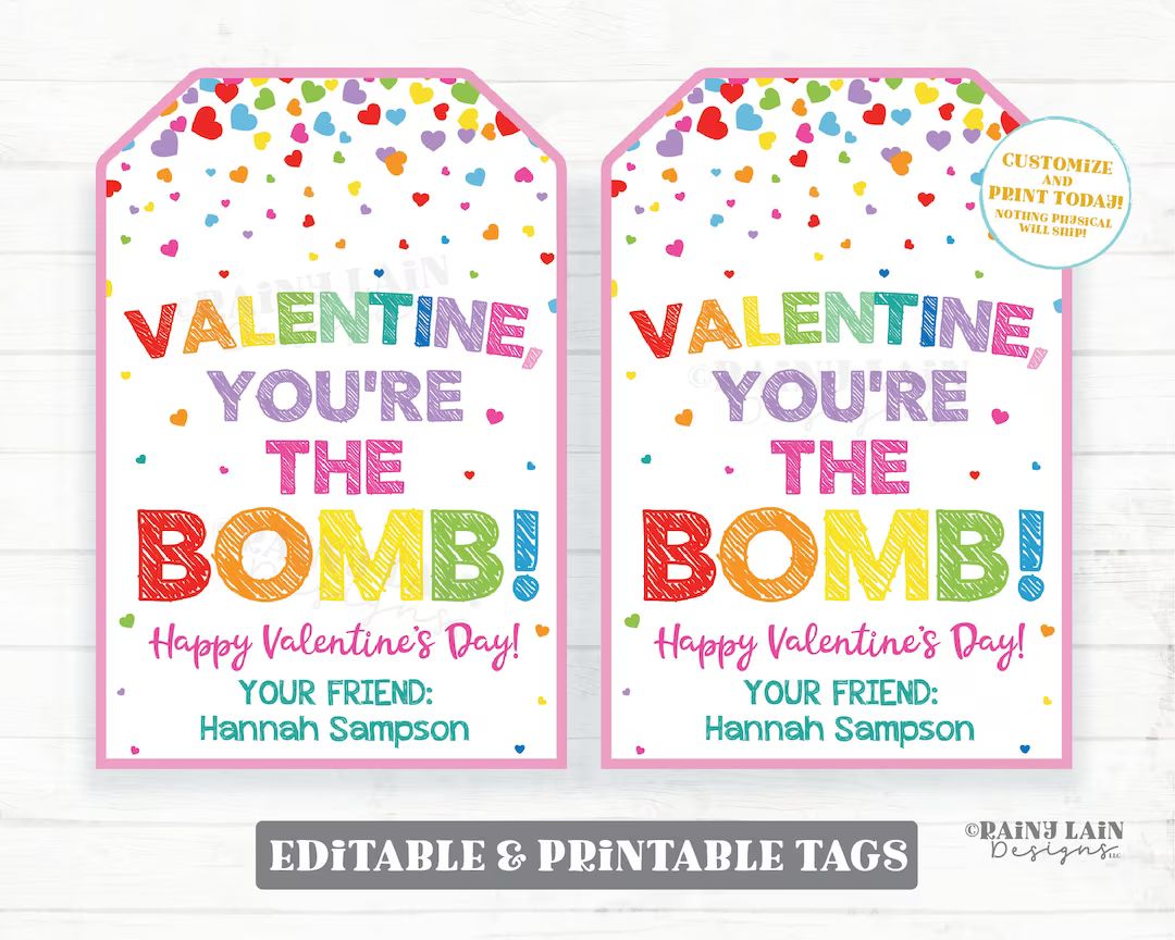 You Are the Bomb Valentine, You're the Bomb Tag, Bath Bomb Valentine, Preschool Valentines Classr... | Etsy (US)