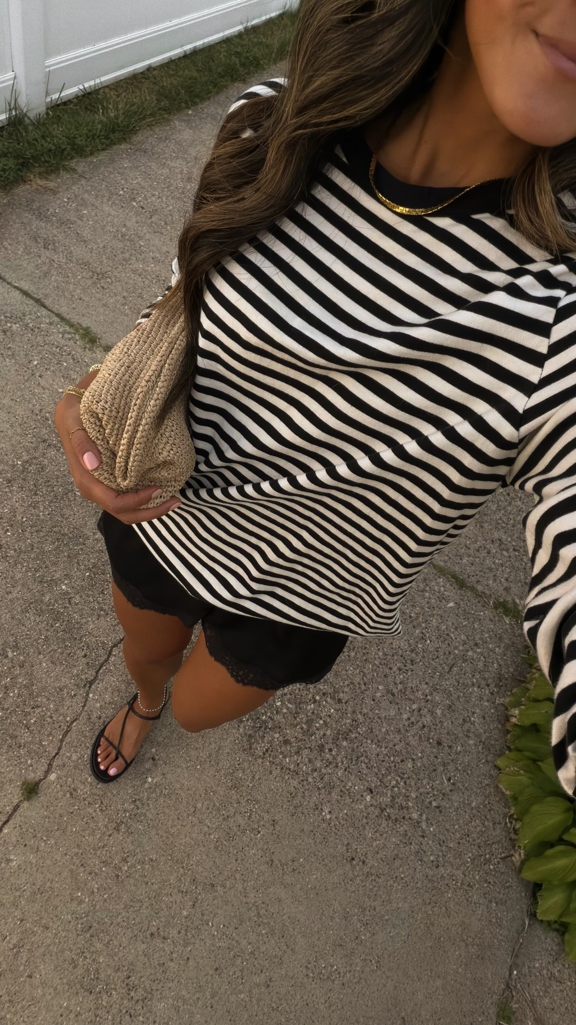 Striped shirt + satin short #ootd