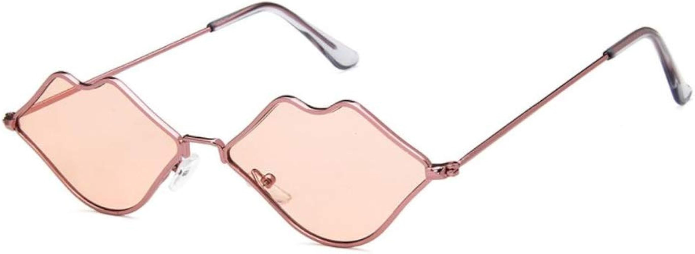 Sexy Hot lips Sunglasses, Retro Fashion Glasses, Small Frame Metal Lips Sunglasses Ocean Style Su... | Amazon (US)