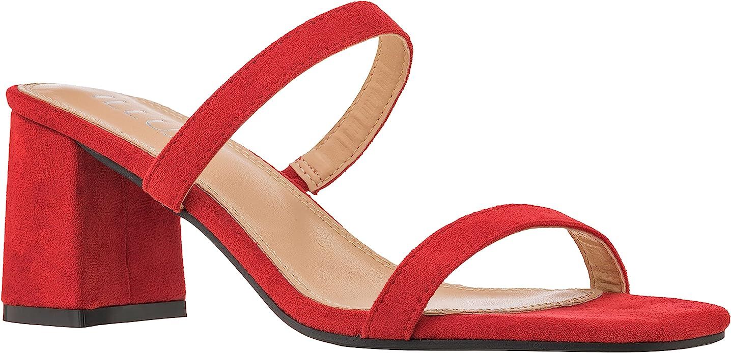 ILLUDE Women’s Block Heel Double Band Square Toe Heeled Sandal Slip On Shoes | Amazon (US)