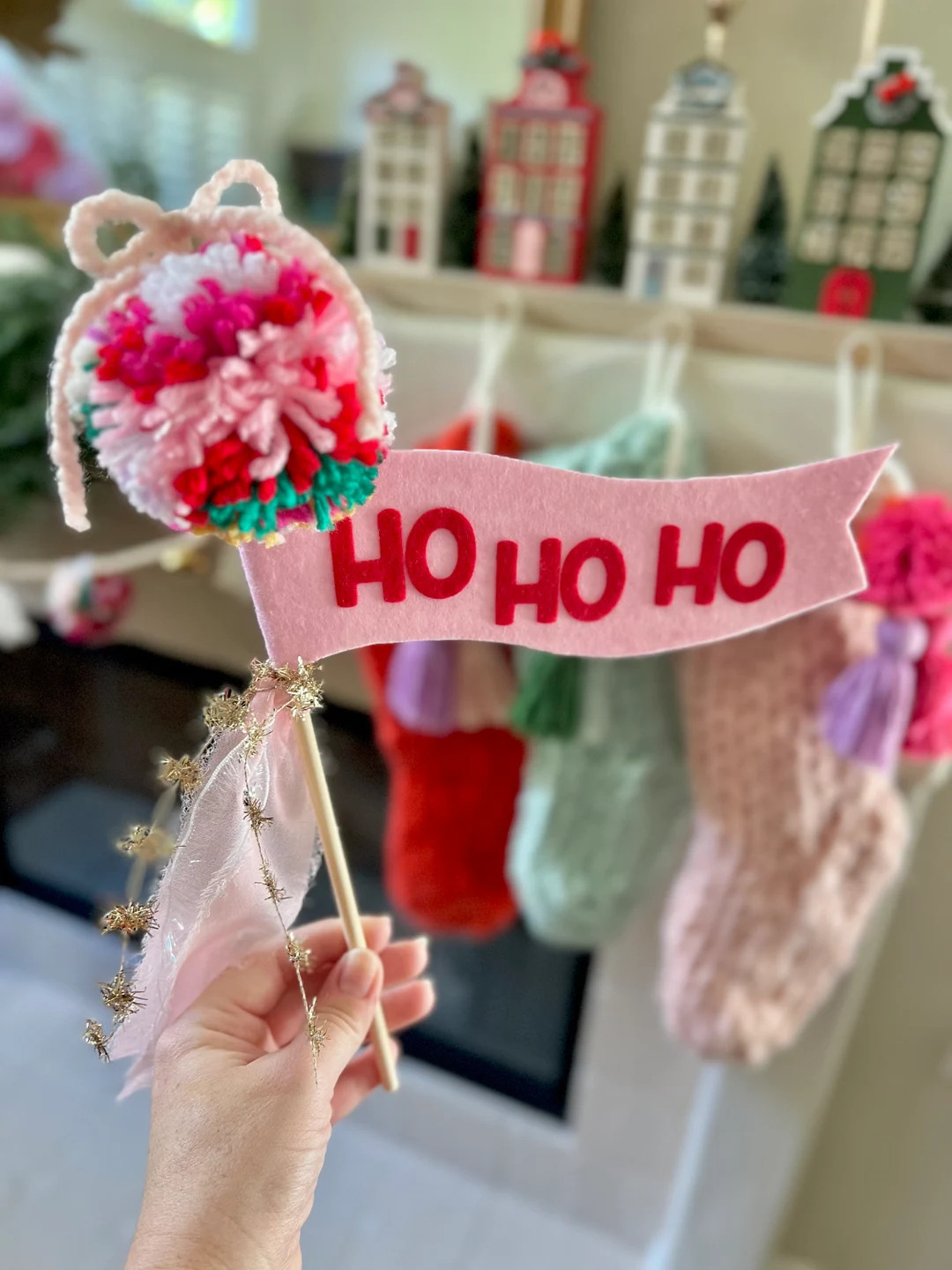 Christmas Felt Pennant Flag Girly Party Wand Fa La La Pink - Etsy | Etsy (US)