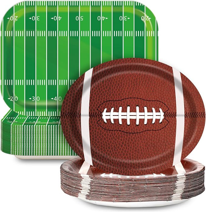 50 Pcs Football Party Disposable Paper Plates 9.7" x 13.2" Large Football Party Decorations Suppl... | Amazon (US)