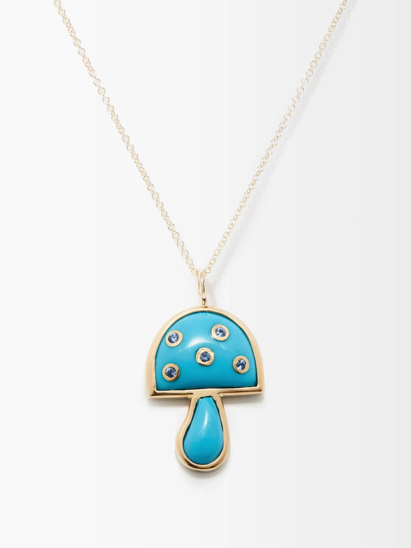 Magic Mushroom mini turquoise & 18kt gold necklace | Brent Neale | Matches (US)