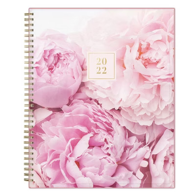 2022 Planner 8.5" x 11" Weekly/Monthly Wirebound Clear Pocket Cover Peony - Rachel Parcel... | Target