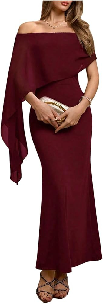 Verdusa Women's Fall Wedding Guest Dresses Off Shoulder Formal Elgant Dress | Amazon (US)
