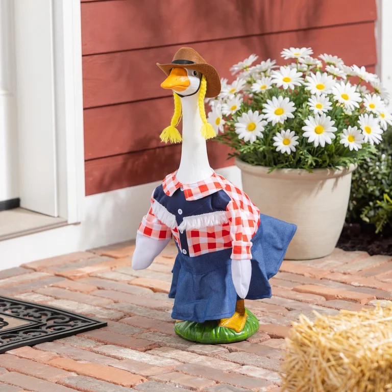 Mainstays Fall Cowboy & Cowgirl Porch Goose Outfit, Set of 2, Fits 20" Goose | Walmart (US)
