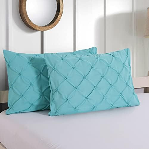 Vaulia Microfiber Decorative Pillow Shams, Well Designed Pinch Pleat, Standard Size - Turquoise Blue | Amazon (US)