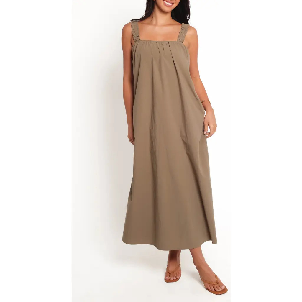 Petal & Pup Alessandra Cotton Maxi Dress in Olive at Nordstrom, Size Medium | Nordstrom