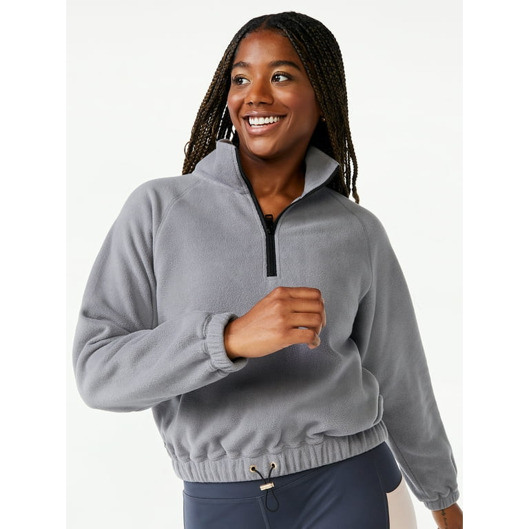 Love & Sports Women's Fleece Cropped Quarter Zip Pullover | Walmart (US)