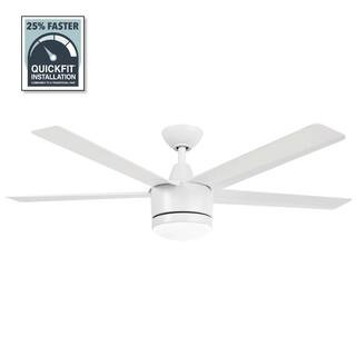 Home Decorators Collection Merwry 52 in. Intergrated LED Matte White Ceiling Fan With Light And R... | The Home Depot