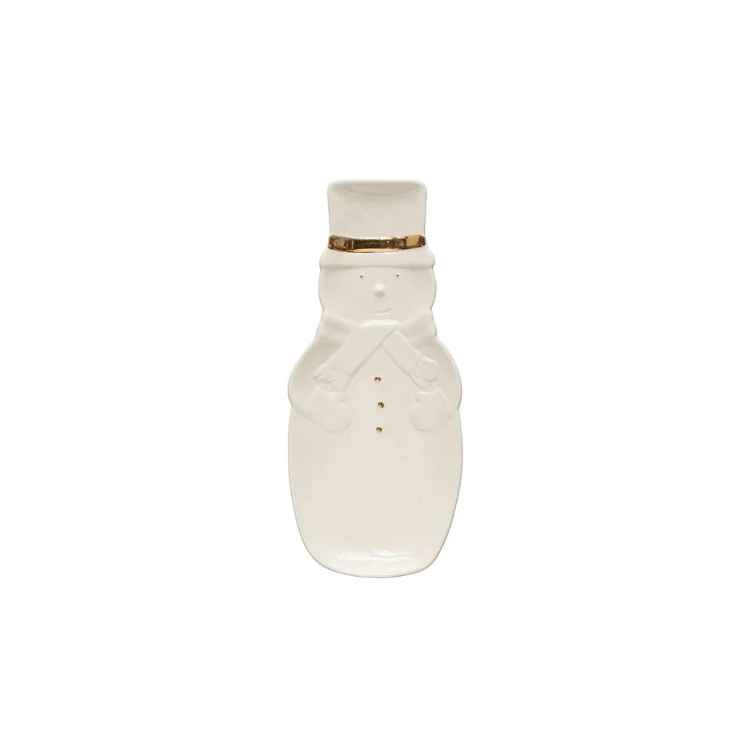 Snowman Plate with Gold Detail | Pink Antlers