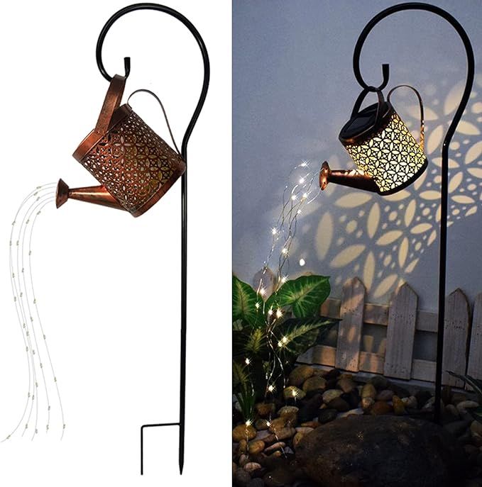 Merrytech Solar Lanterns Outdoor Waterproof,Metal Watering Can Sun Garden Decor,Hanging Solar Lig... | Amazon (US)
