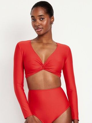 Twist-Front Matte Rashguard Swim Top | Old Navy (US)