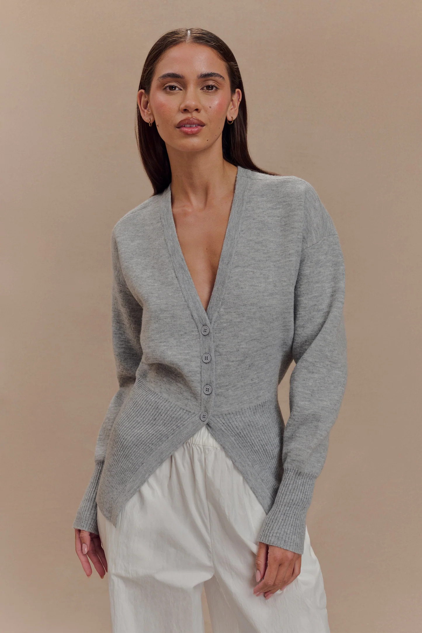 Alexia Buttoned Oversized Cardigan - Grey Marle | Meshki (APAC)