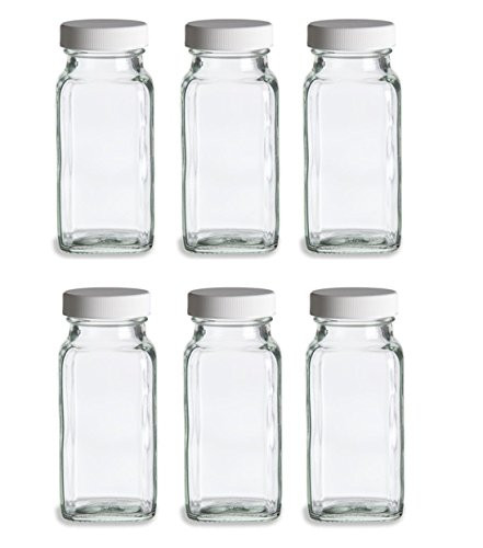 Nakpunar French Square Glass Spice Jars with Shaker Fitmens and Caps (6, 6 oz White) | Amazon (US)