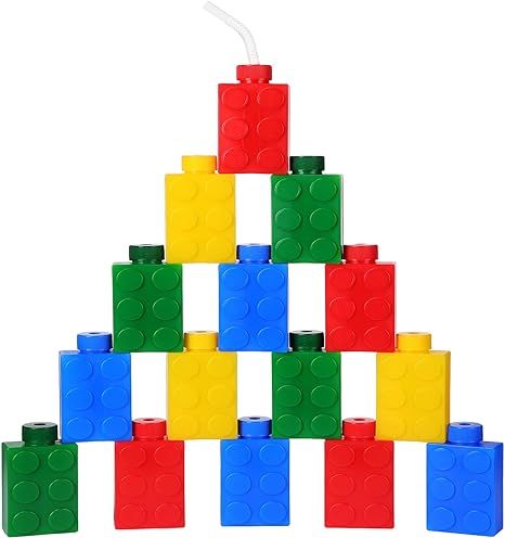 8 Brick Block Cups Colorful Building Brick Cups Cute Brick Block Cups with Straw and Lid Reusable... | Amazon (US)